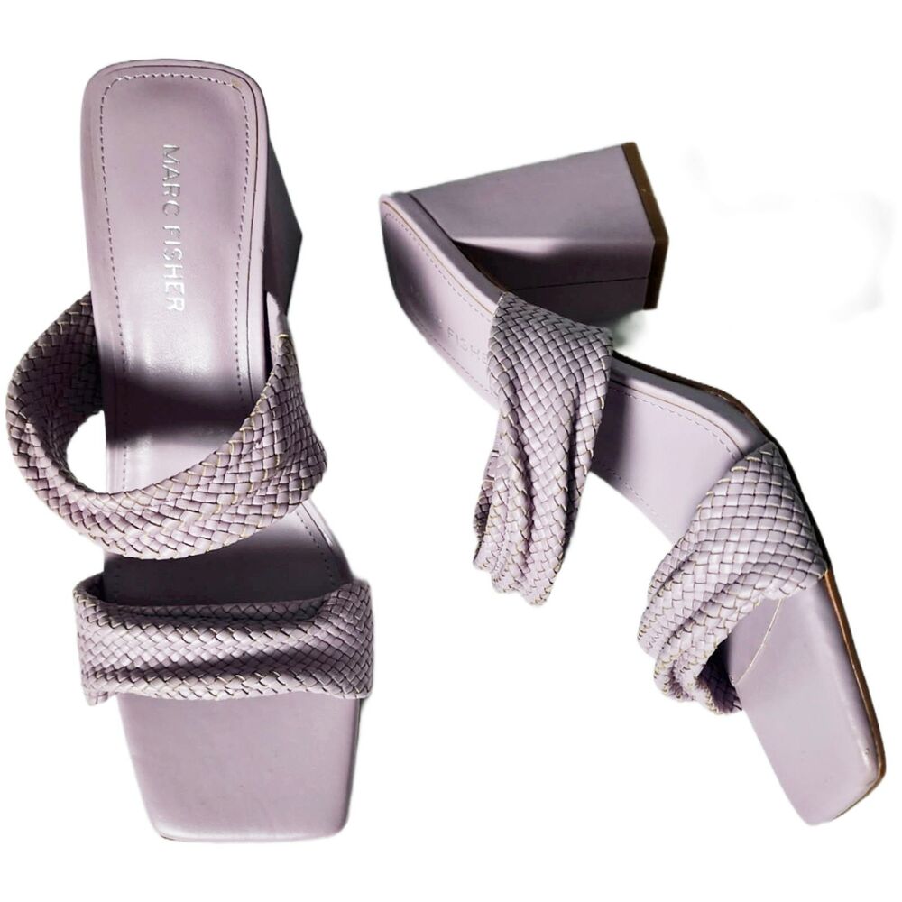 Marc Fisher Eloria Woven Block Heel Sandals  Lilac Purple - 9 NWOB